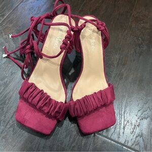 Burgundy Tie Up Heels